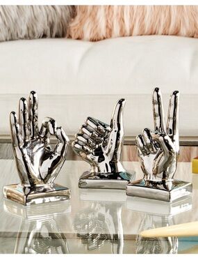 Chrome Hand Gesture Sculptures Set of 3